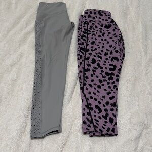 Gray and Purple Leopard Print Leggings